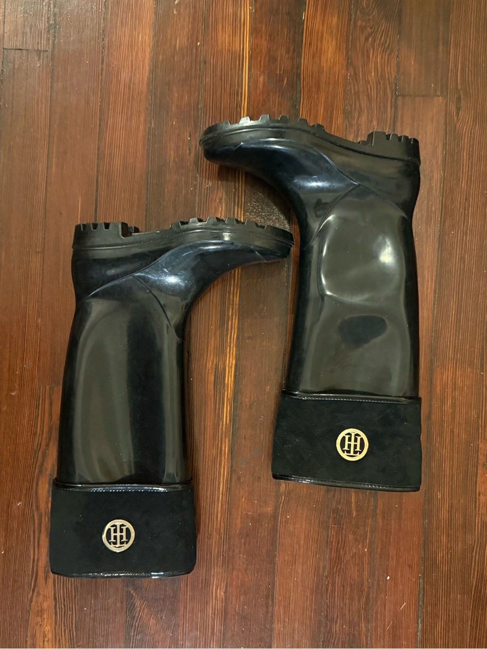 Tommy Hilfiger Black Logo Cuff Rain Boots